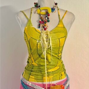 Vintage Beaded Green Top